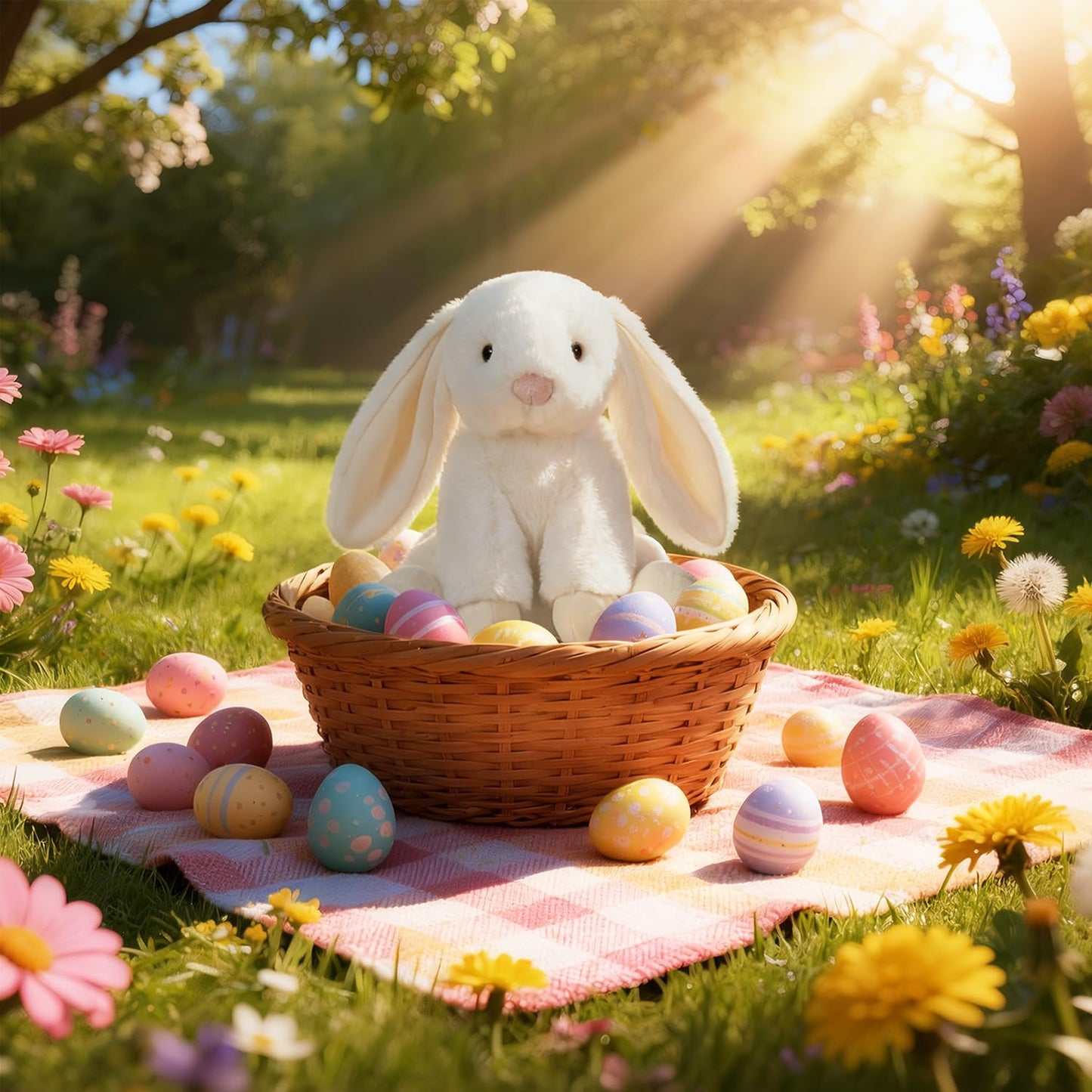 Apricot Lamb Cream Bunny Plush — 8-Inch Soft Bunny Rabbit Stuffed Toy with Fluffy Ears
