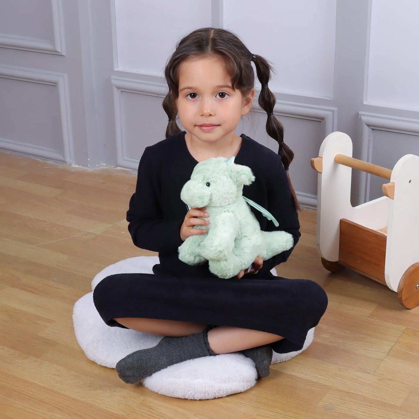 Apricot Lamb Green Dragon Dinosaur Plush — 8-Inch Soft Cuddly Toy for Kids