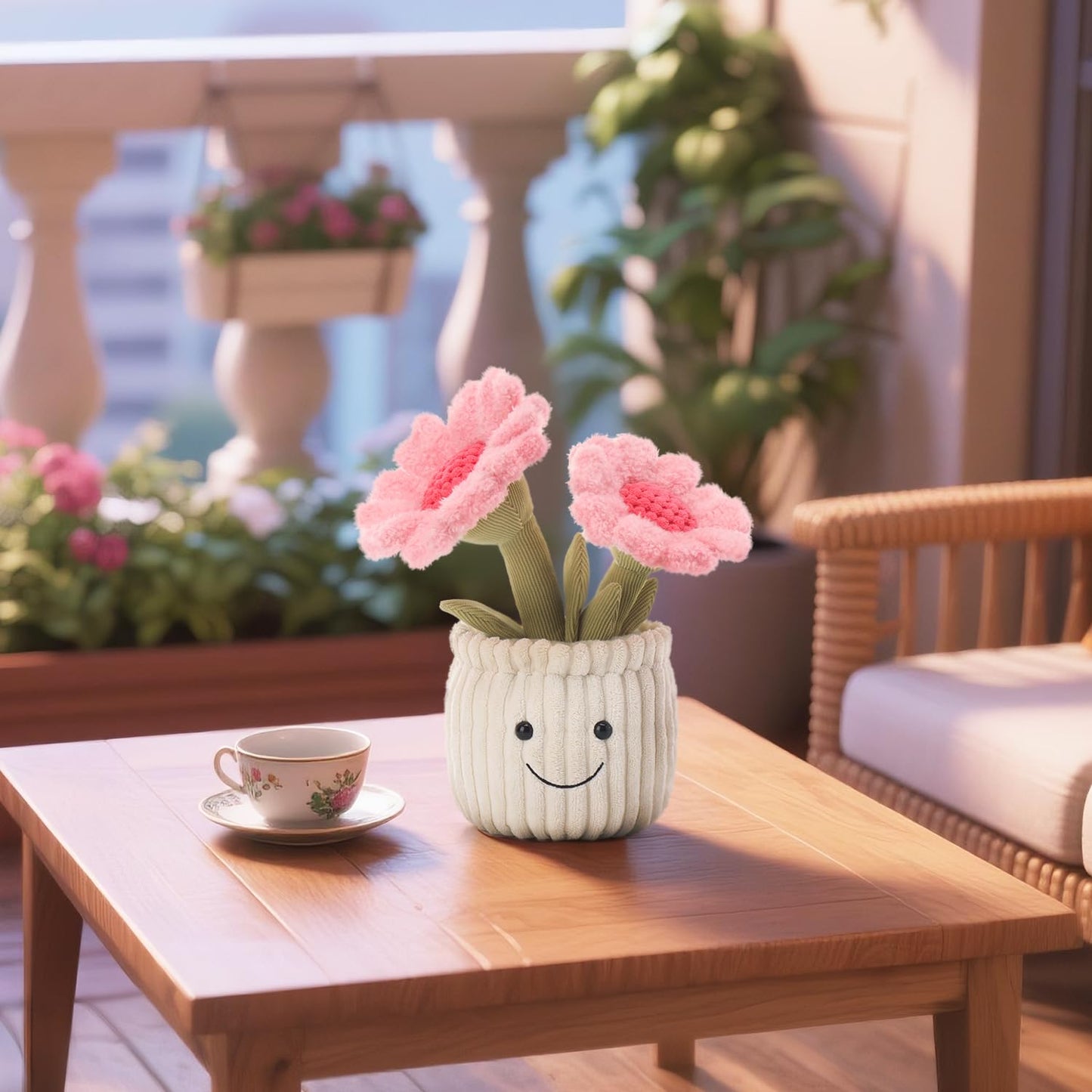 Apricot Lamb Soft Sunflower Plant Plush Toy – 9-Inch Pink Flower Stuffed Toy for Kids