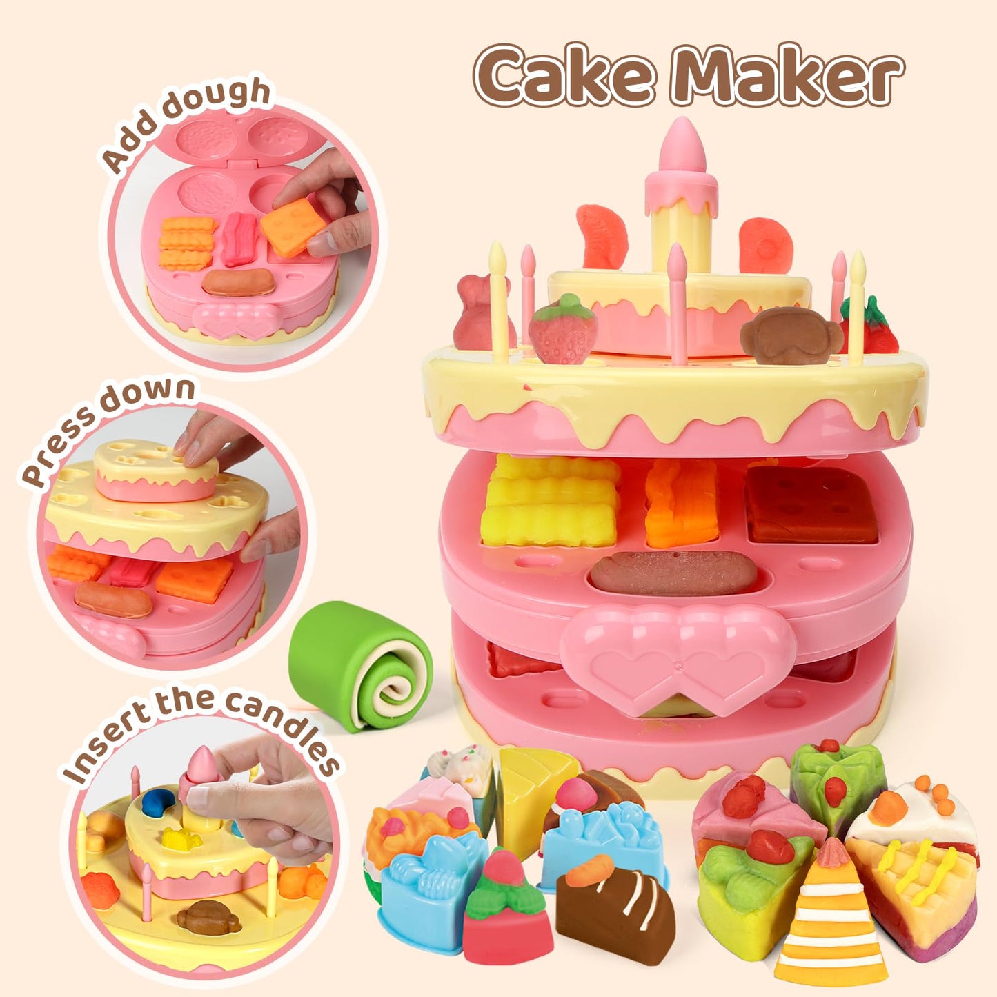 Aprilwolf 70-Piece 4-in-1 Dough Set for Kids — Ice Cream, Noodle, Hamburger & Cake Makers