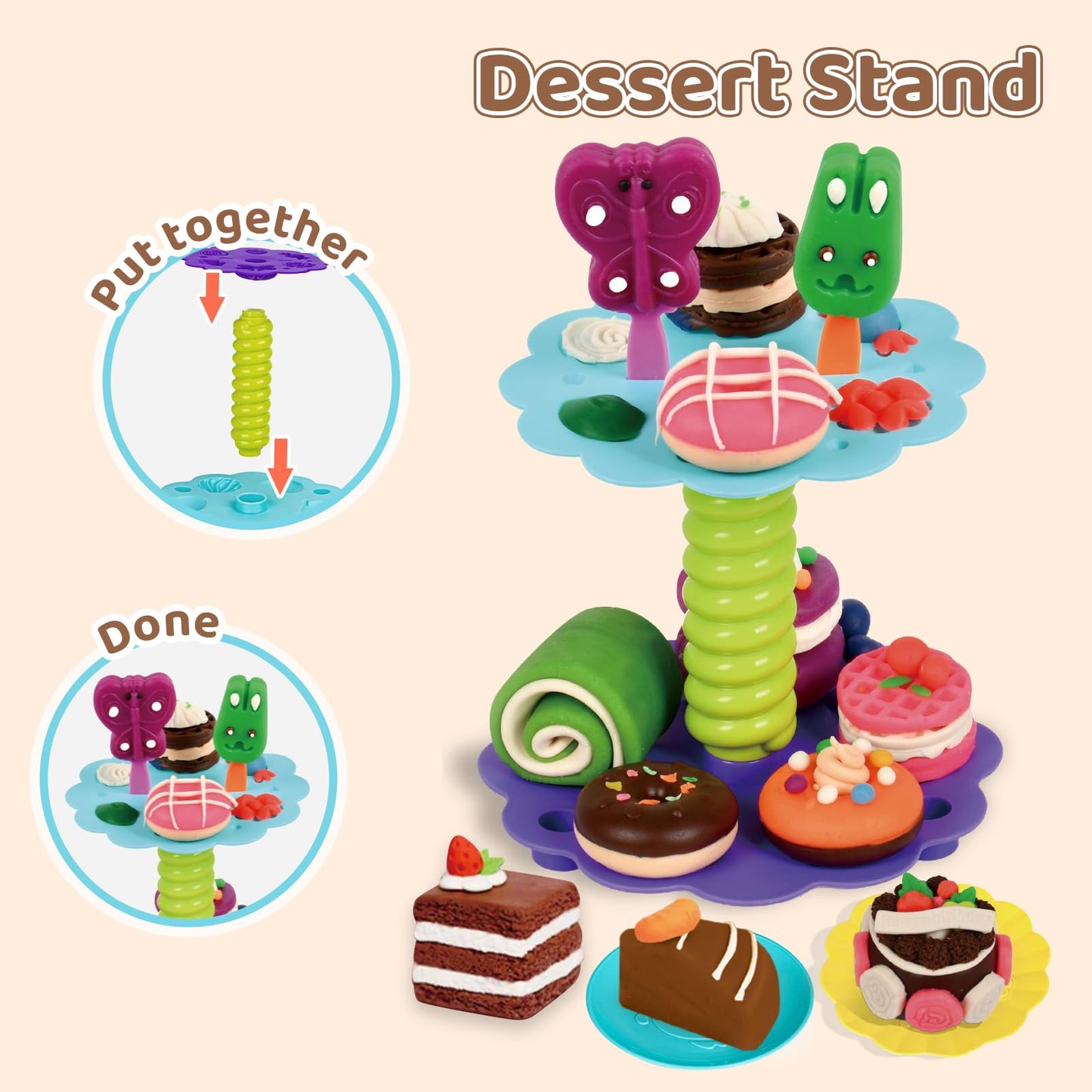 Aprilwolf 75-Piece 4-in-1 Dough Set for Kids 3-8 | Ice Cream, Noodle & Hamburger Makers