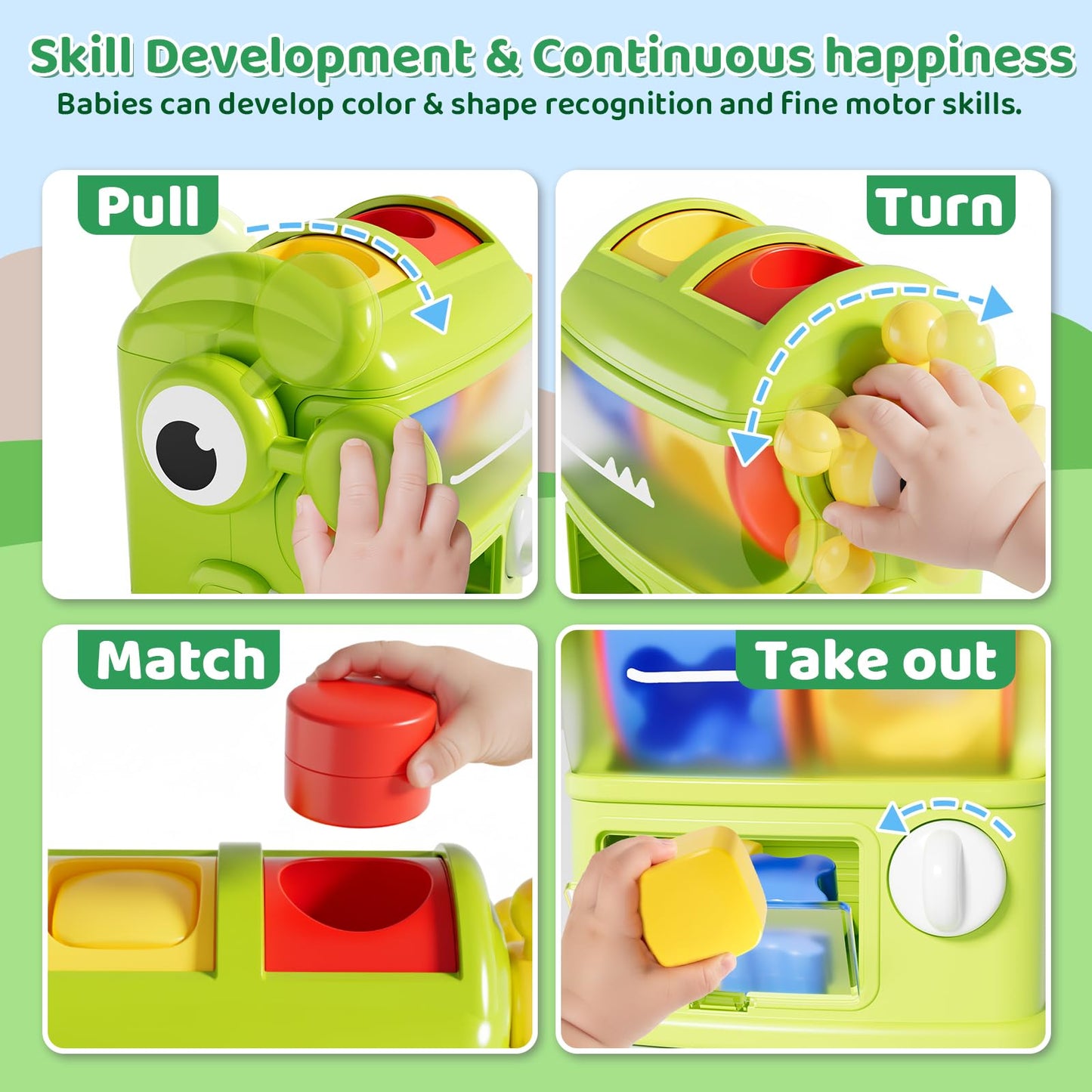 Aprilwolf Montessori Shape Sorter Toy for 1-Year-Olds – 6 Sensory Blocks