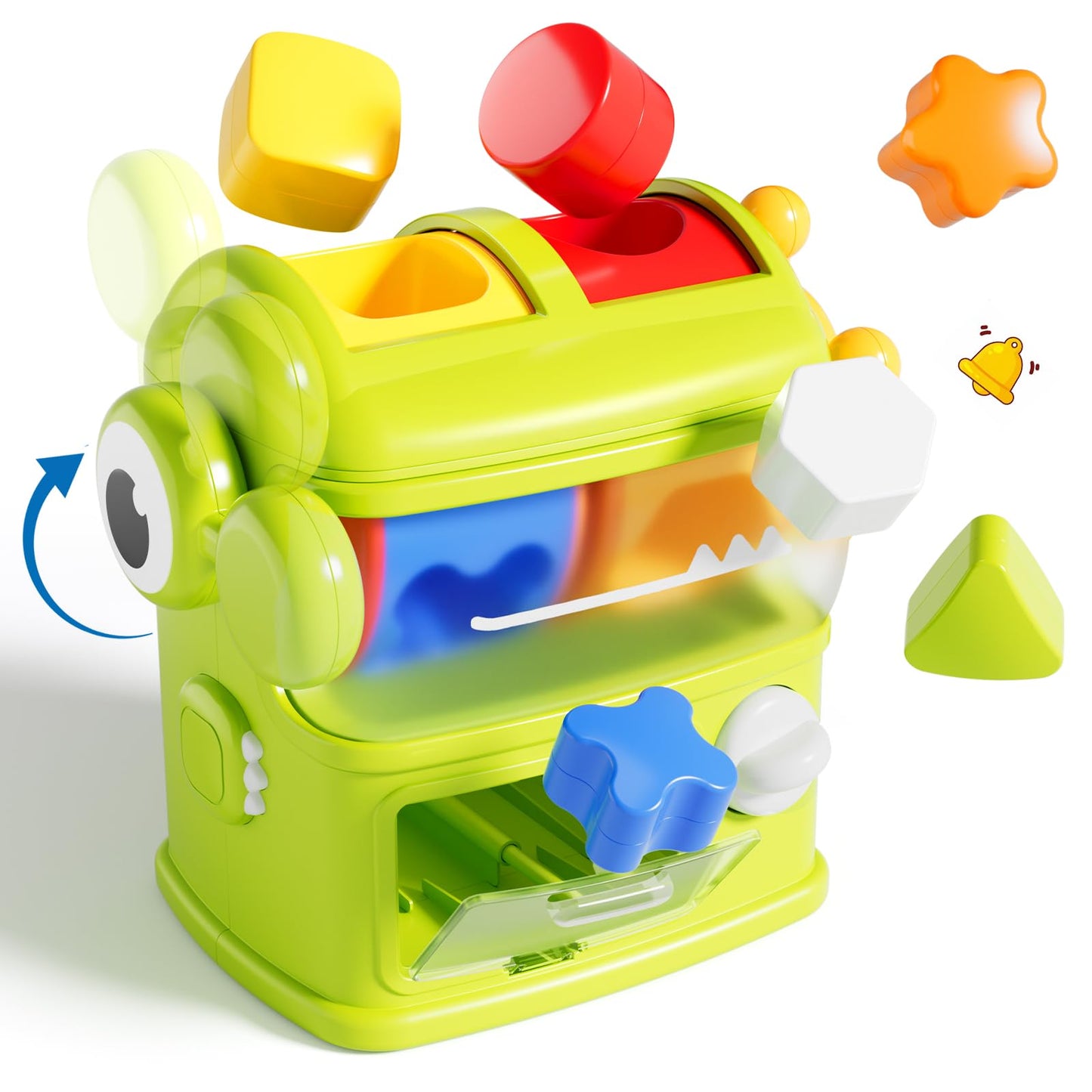 Aprilwolf Montessori Shape Sorter Toy for 1-Year-Olds – 6 Sensory Blocks