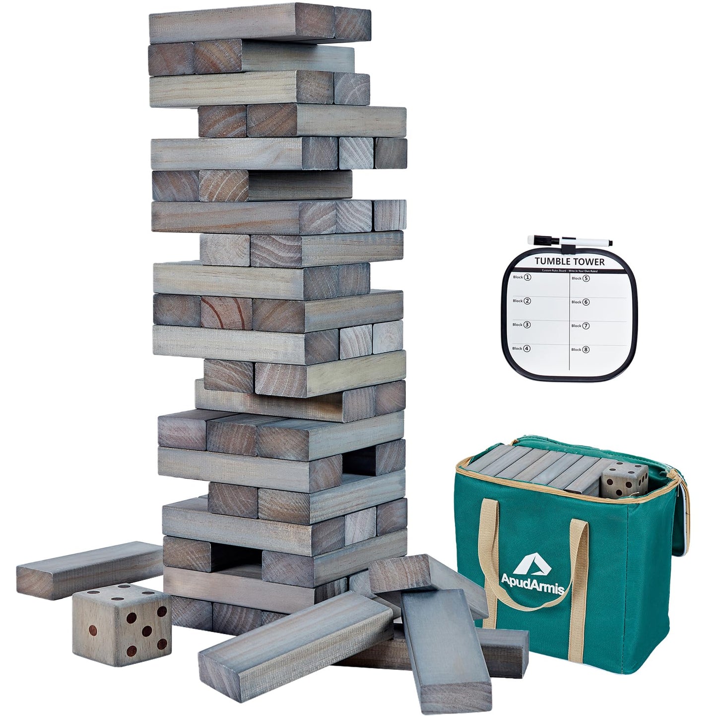 ApudArmis 54 PCS Tumble Timber Set – Giant Pine Tower Game Up to 3.2 ft