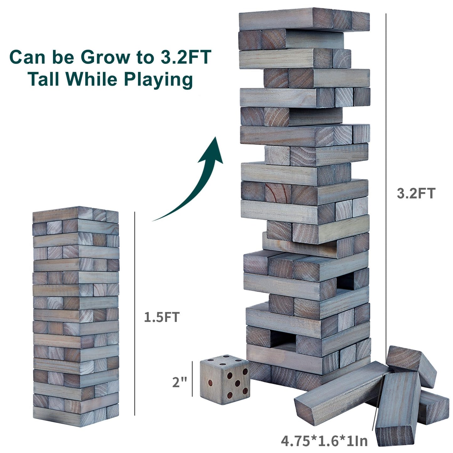 ApudArmis 54 PCS Tumble Timber Set – Giant Pine Tower Game Up to 3.2 ft
