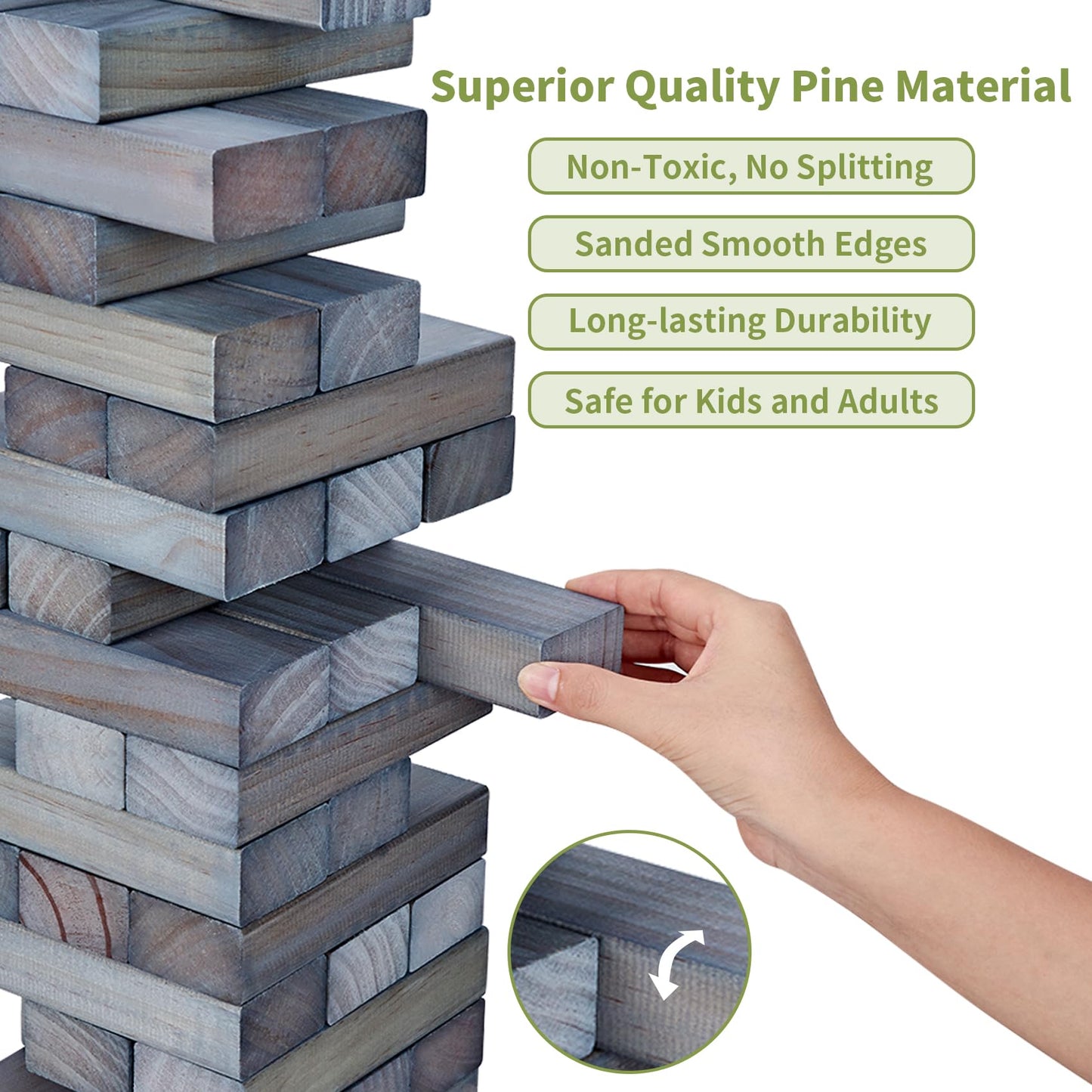 ApudArmis 54 PCS Tumble Timber Set – Giant Pine Tower Game Up to 3.2 ft