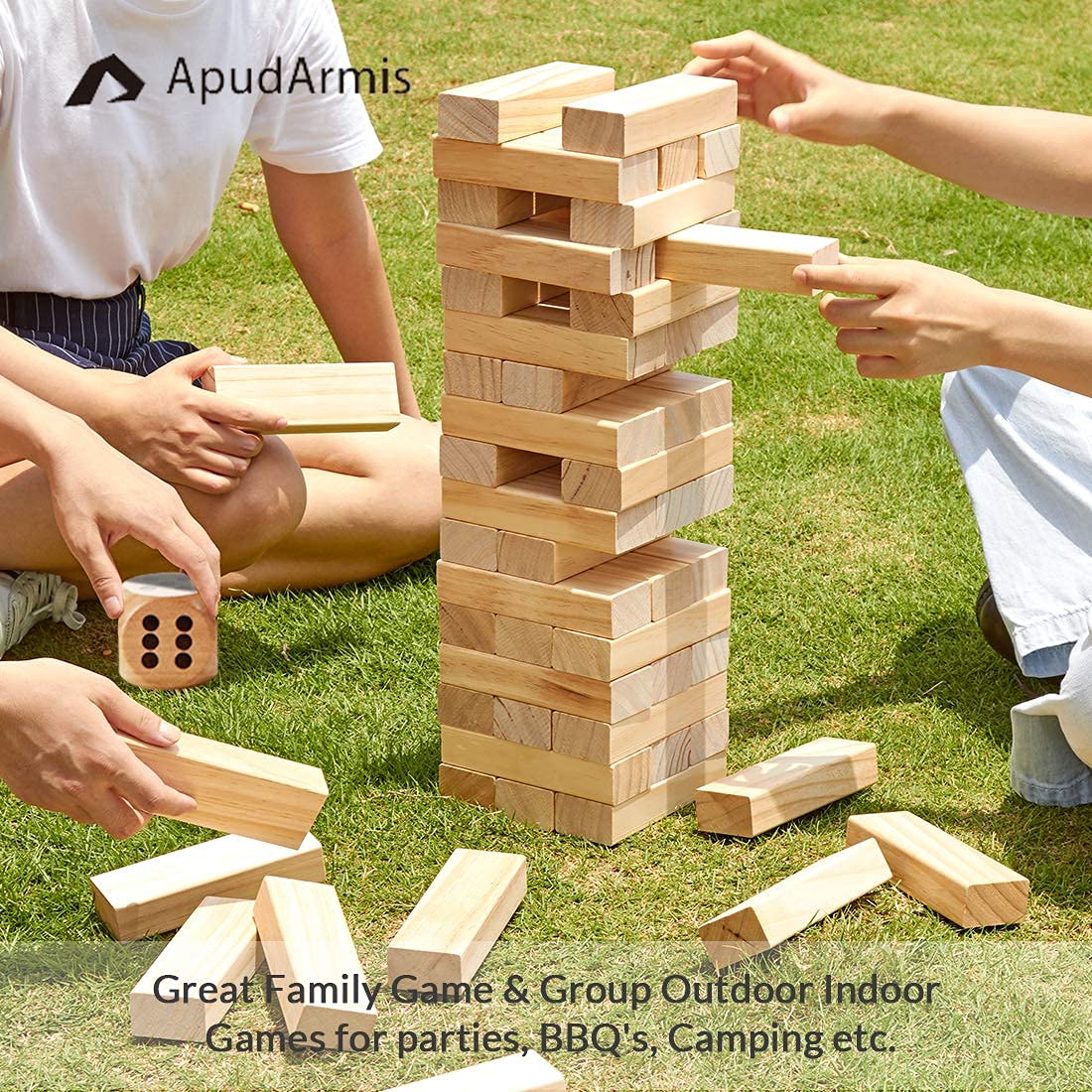 ApudArmis 54 PCS Tumble Timber Set – Pine Wood Giant Stacking Tower Game (Up to 3.2 ft)