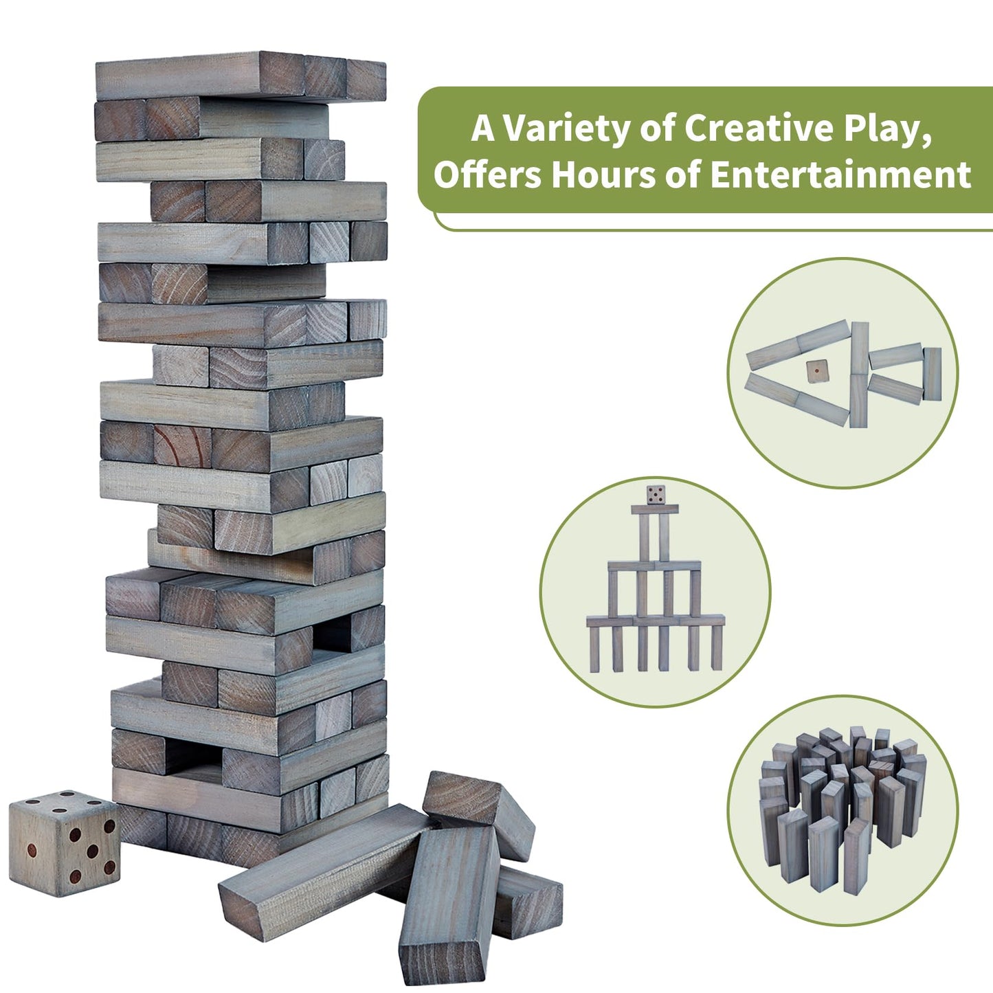ApudArmis 54 PCS Tumble Timber Set – Giant Pine Tower Game Up to 3.2 ft