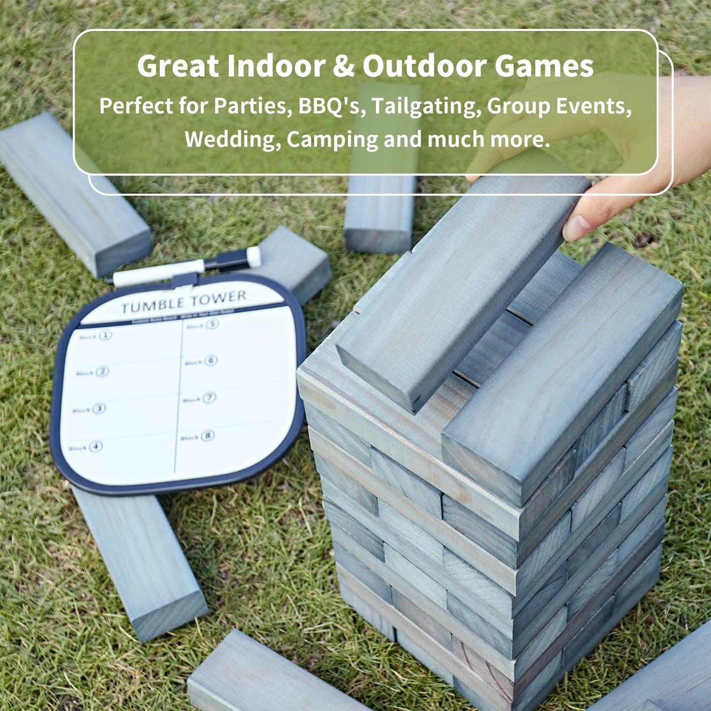 ApudArmis 54 PCS Tumble Timber Set – Giant Pine Tower Game Up to 3.2 ft