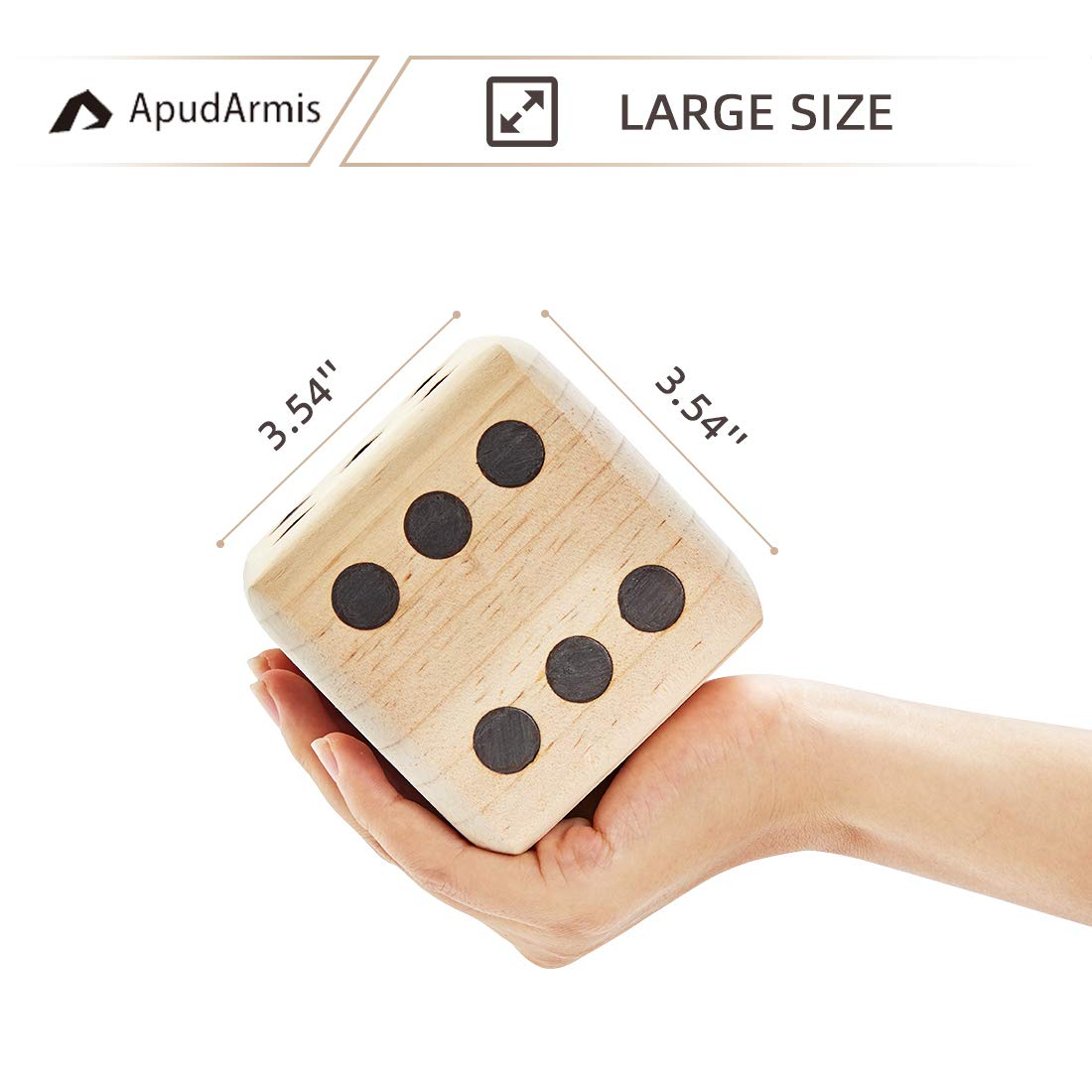 ApudArmis Giant Wooden Yard Dice - 3.5-Inch Dice Set with Scoreboard & Carry Bag