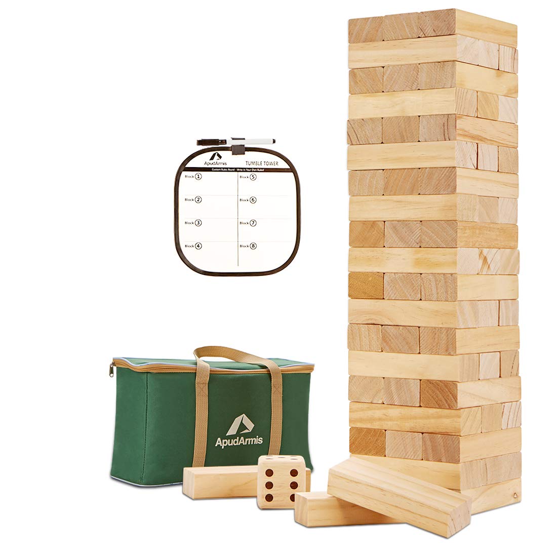 ApudArmis 60-Piece Tumble Tower – Pine Wooden Stacking Game for Family