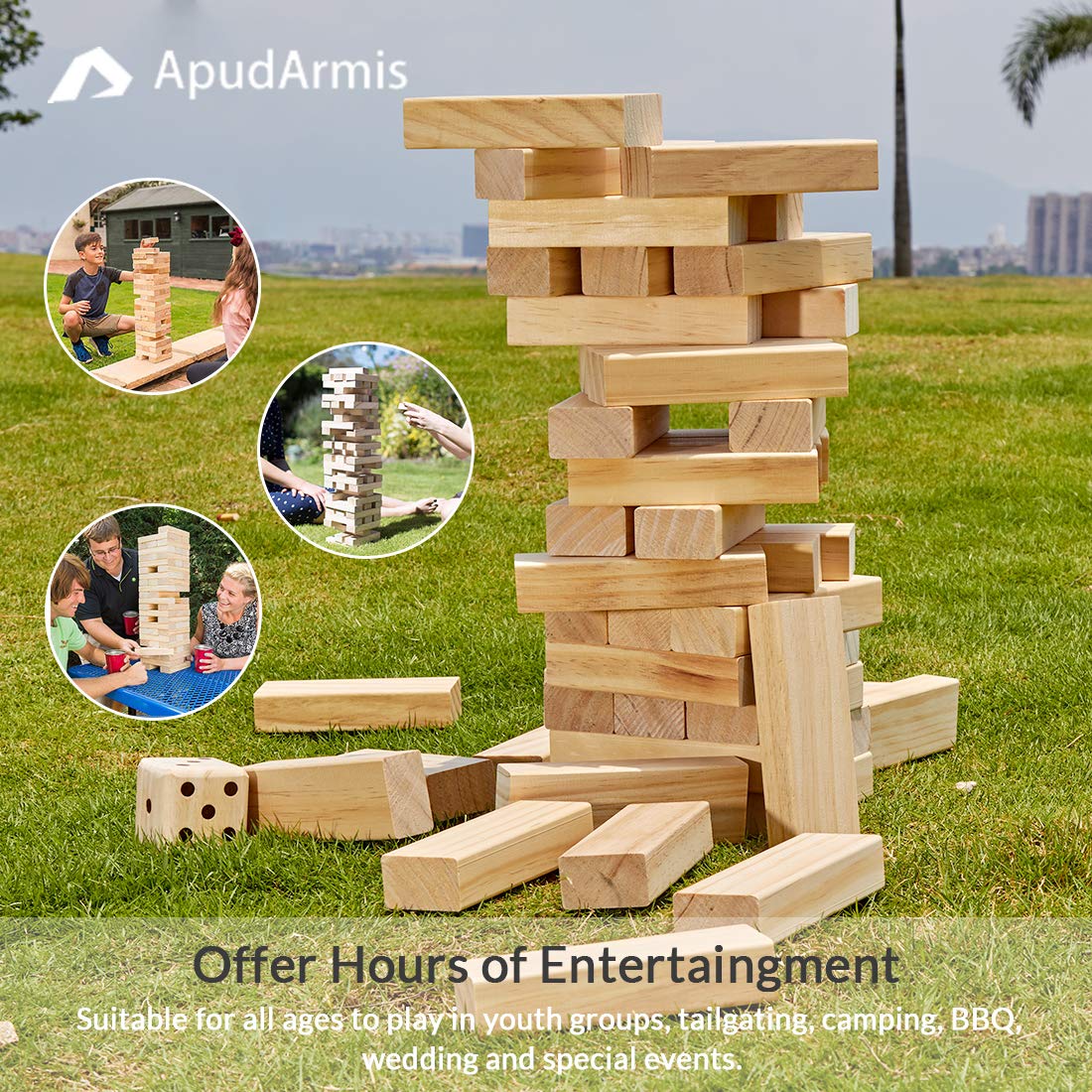 ApudArmis 60-Piece Tumble Tower – Pine Wooden Stacking Game for Family