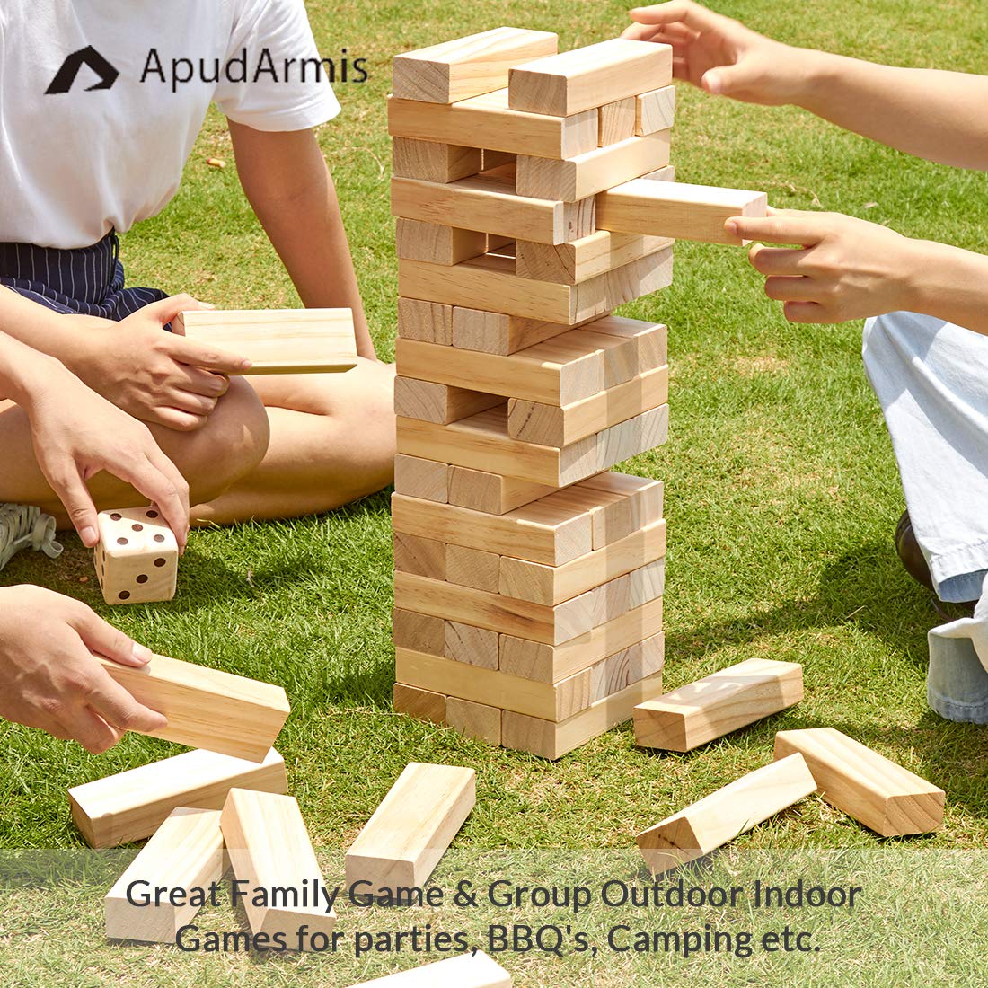 ApudArmis 60-Piece Tumble Tower – Pine Wooden Stacking Game for Family