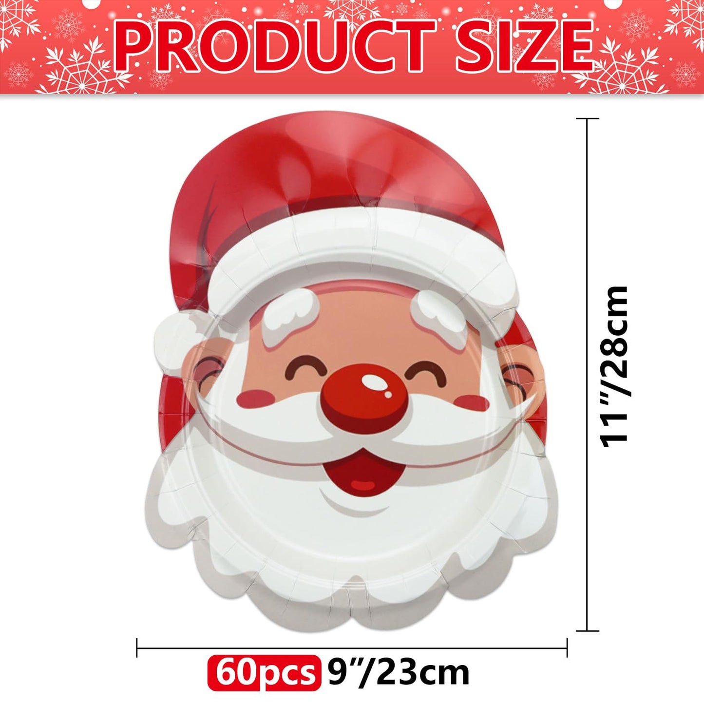 APUXXJUPA Santa Christmas Plates - 60-Pack Disposable Paper Dinnerware