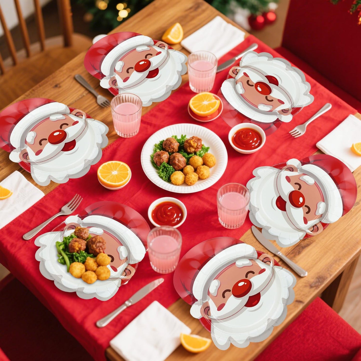 APUXXJUPA Santa Christmas Plates - 60-Pack Disposable Paper Dinnerware