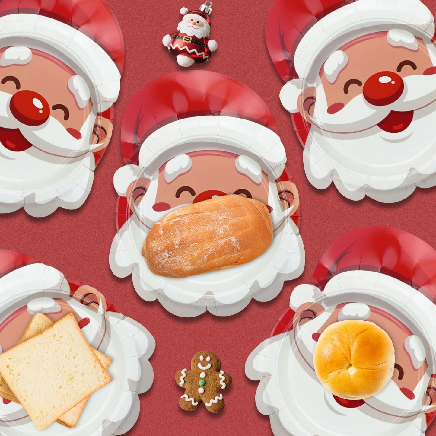 APUXXJUPA Santa Christmas Plates - 60-Pack Disposable Paper Dinnerware