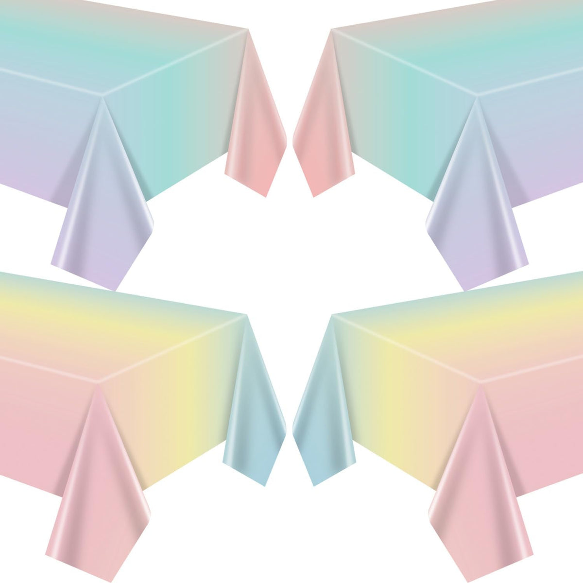APUXXJUPA 4 Pcs Pastel Rainbow Tablecloths – 51x86 Inch Waterproof Party Covers for Kids’ Parties, Easter & Weddings