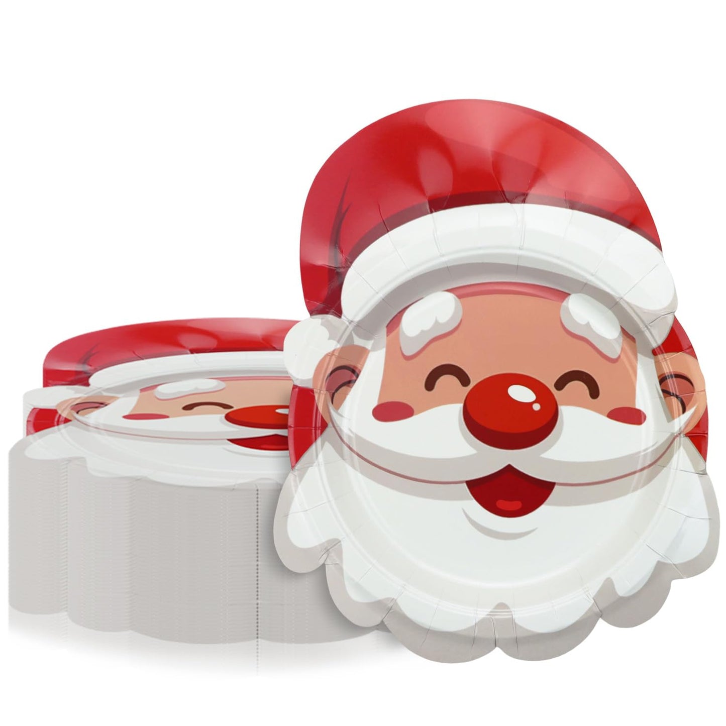 APUXXJUPA Santa Christmas Plates - 60-Pack Disposable Paper Dinnerware