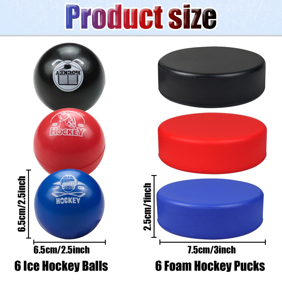 APUXXJUPA 12 Soft Foam Hockey Balls & 6 Foam Pucks – Indoor Practice Set
