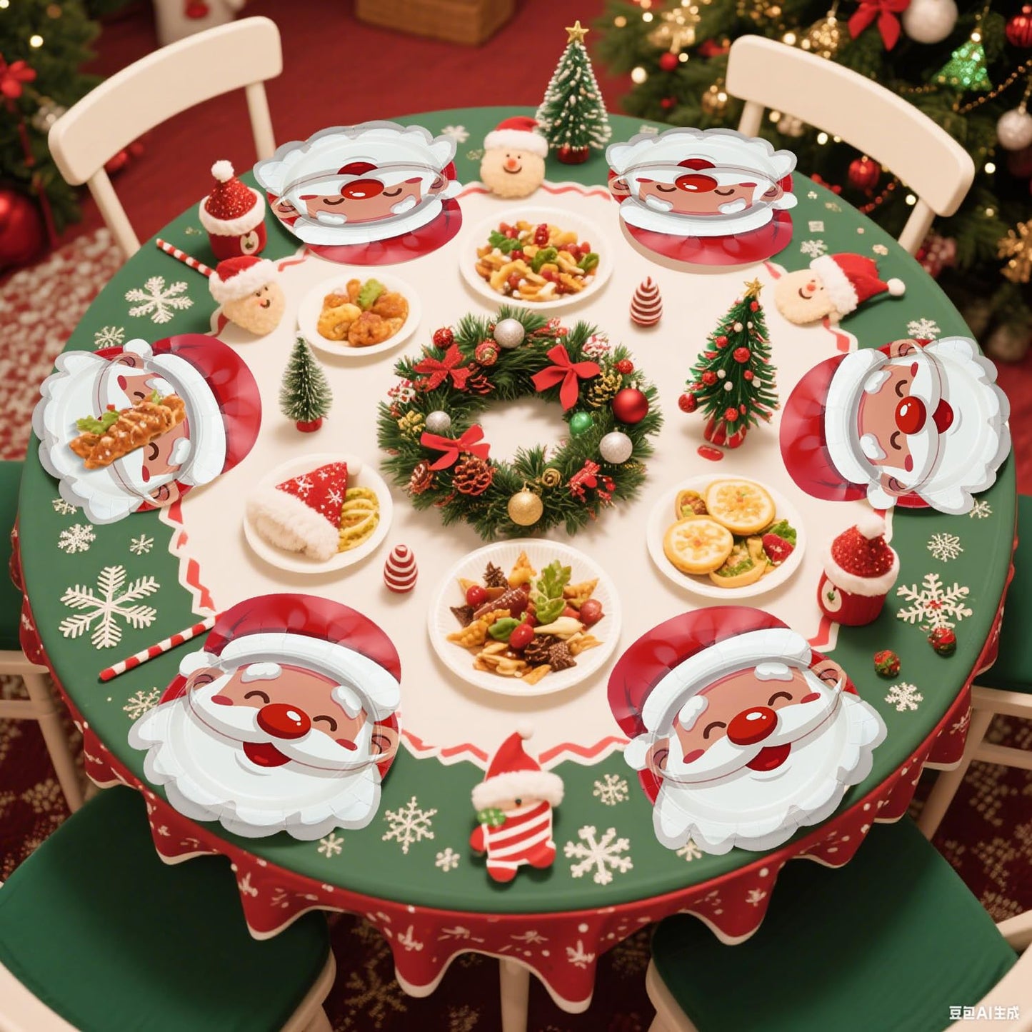 APUXXJUPA Santa Christmas Plates - 60-Pack Disposable Paper Dinnerware