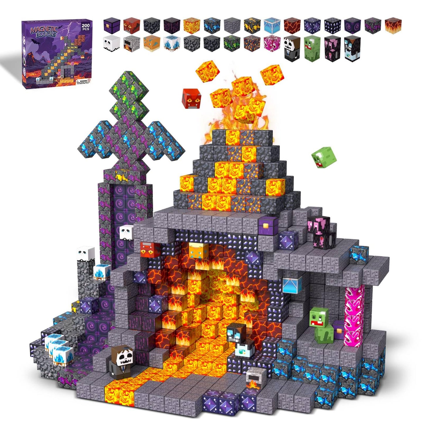 apyr aoma 200pcs Magnetic Building Blocks – STEM Toy Set for Creative Construction (ages 3-12)