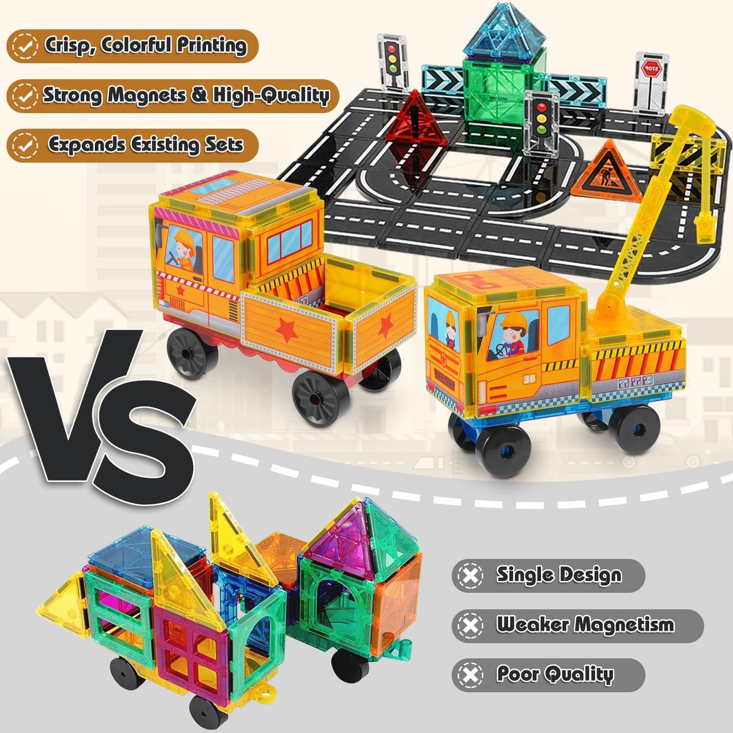 APYR AOMA Magnetic Tiles Cars Construction Set – 19 Pcs | Educational Building Blocks for 3–9 Year Olds