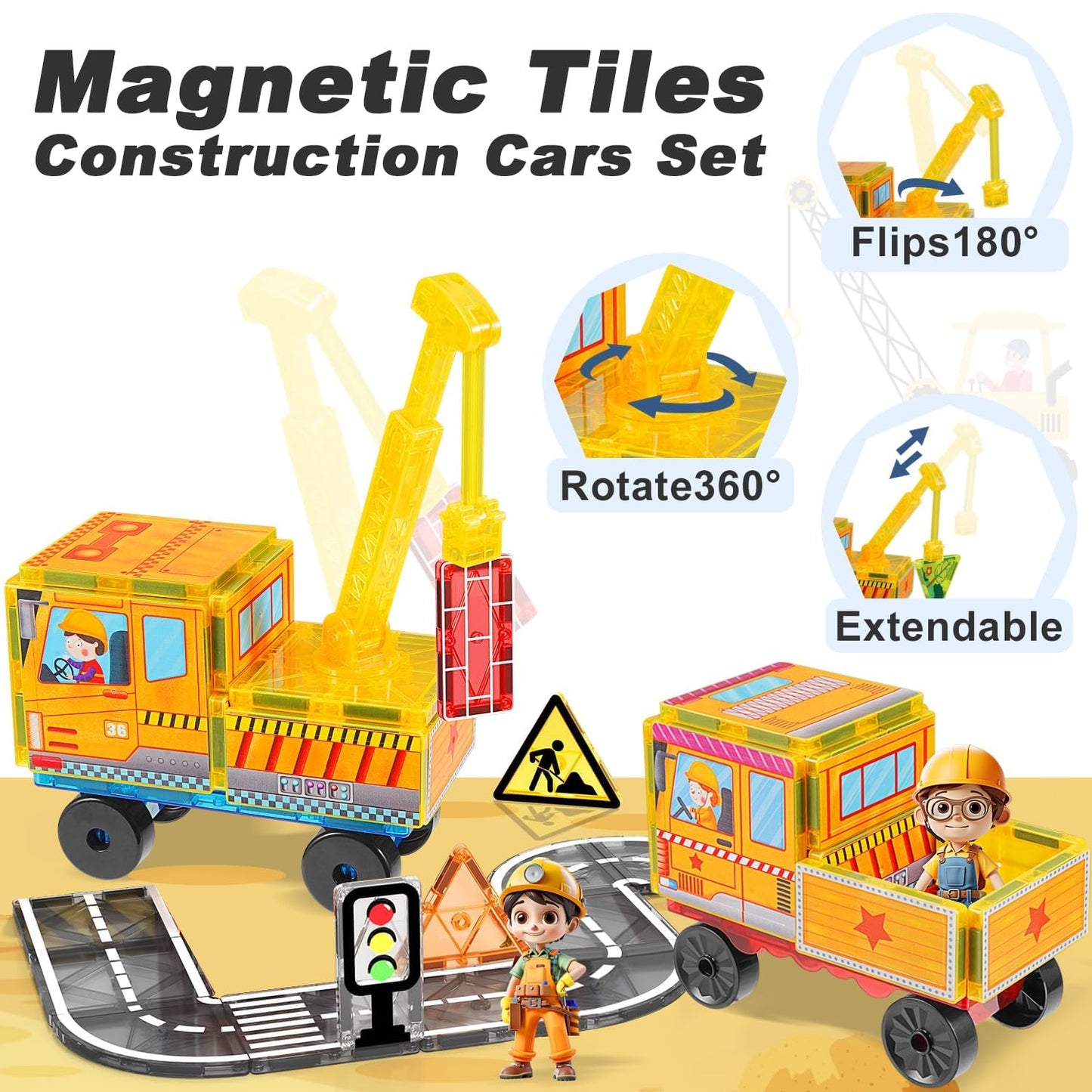 APYR AOMA Magnetic Tiles Cars Construction Set – 19 Pcs | Educational Building Blocks for 3–9 Year Olds