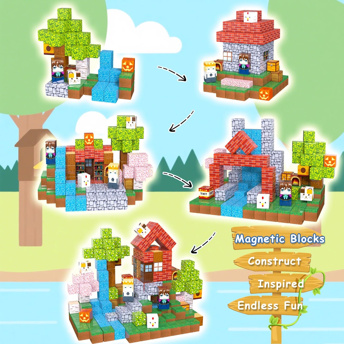 APYR AOMA 200PCS Magnetic Building Blocks – STEM Toy for Kids 3-12 | Creative Construction