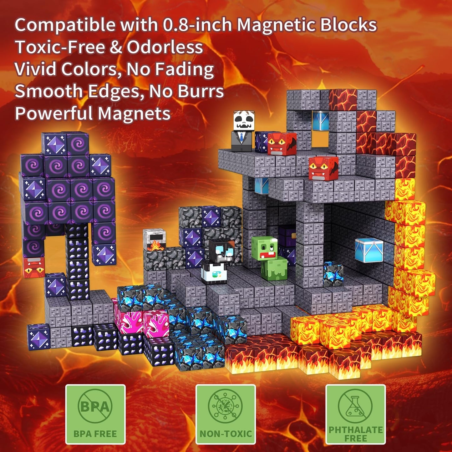 apyr aoma 200pcs Magnetic Building Blocks – STEM Toy Set for Creative Construction (ages 3-12)