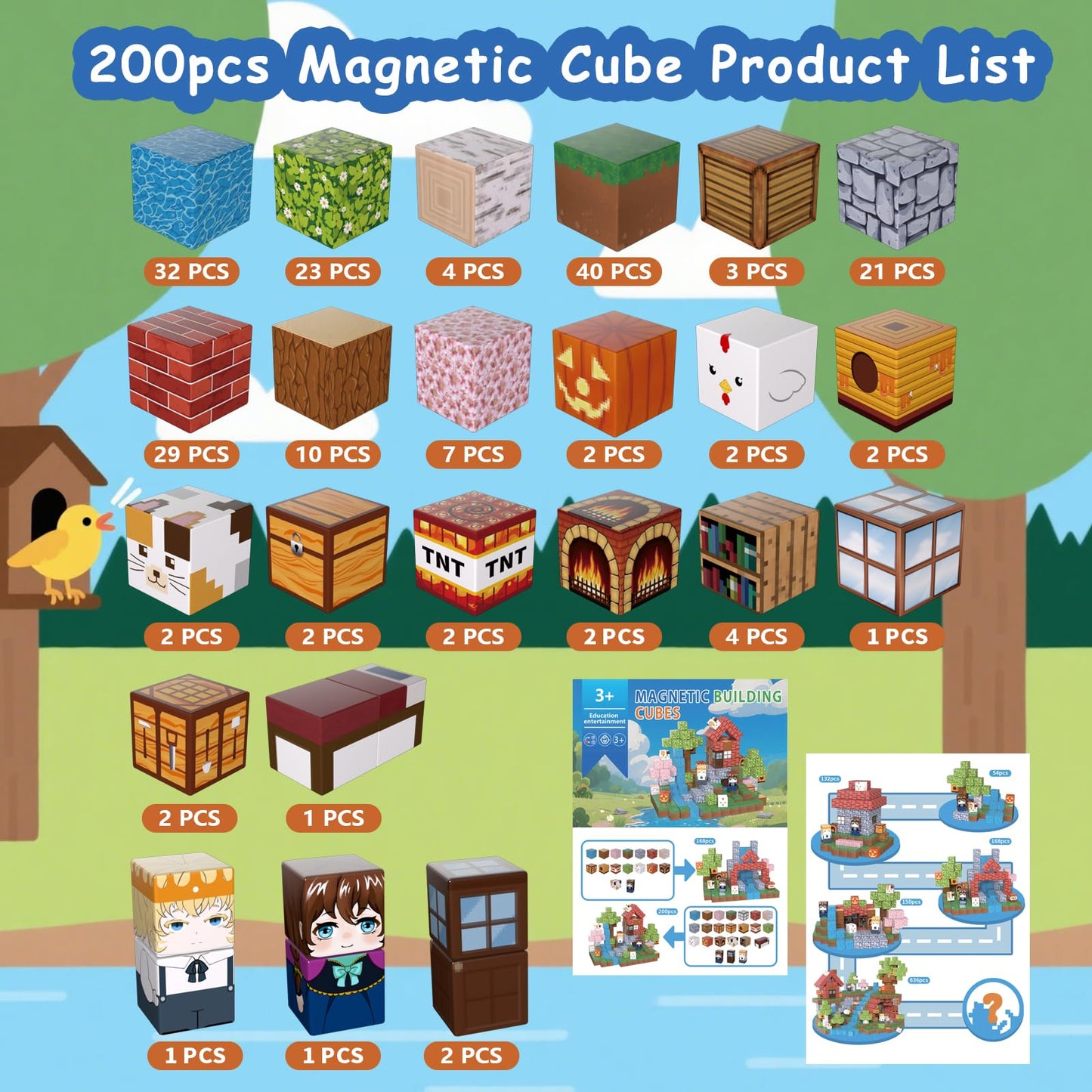APYR AOMA 200PCS Magnetic Building Blocks – STEM Toy for Kids 3-12 | Creative Construction