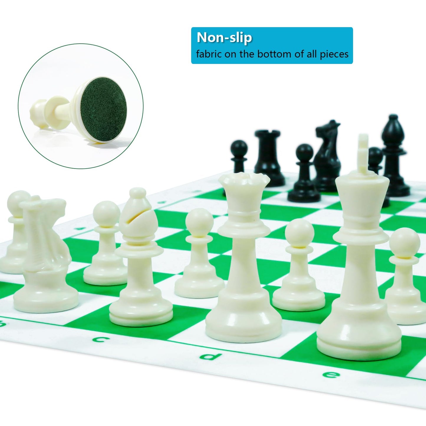 APYR AOMA Travel Chess Set – 20-inch Silicone Board, 3.75 inch King, Extra Queens, 2-in-1 Portable Chess & Checkers