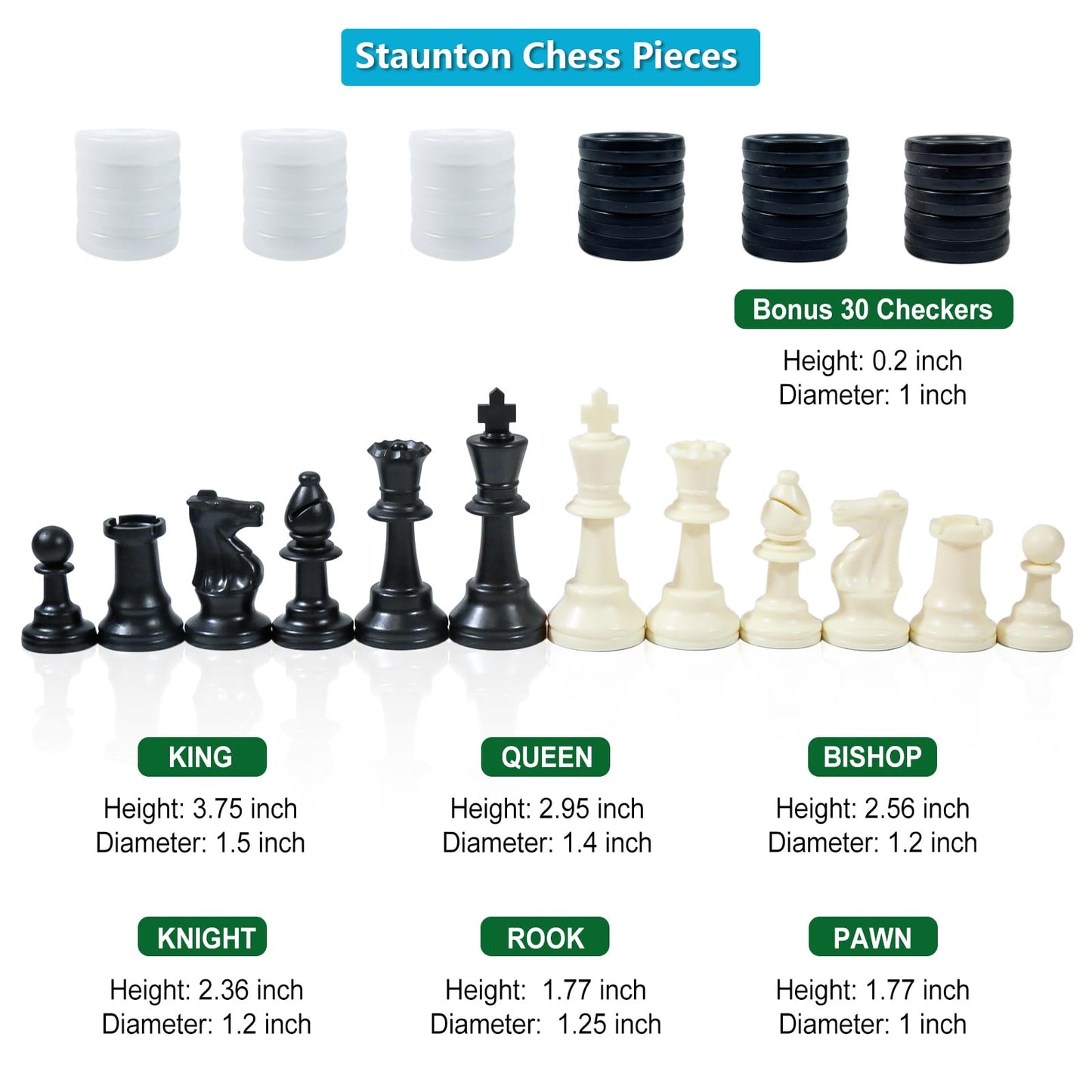 APYR AOMA Travel Chess Set – 20-inch Silicone Board, 3.75 inch King, Extra Queens, 2-in-1 Portable Chess & Checkers