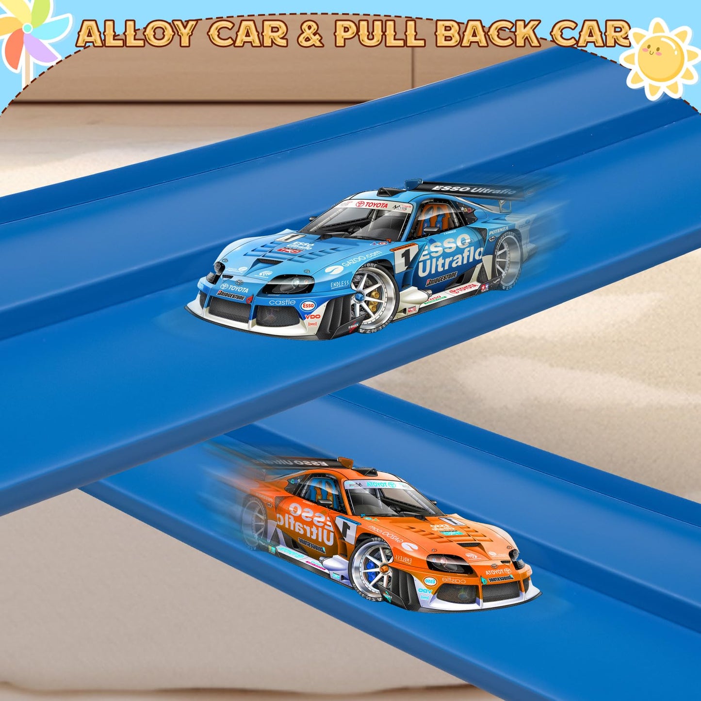 AQFR Flex Track 15 Ft Starter Set – Flexible Race Track for Diecast Cars (Ages 3+)