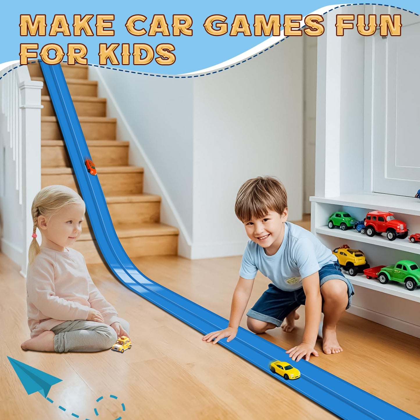 AQFR Flex Track 15 Ft Starter Set – Flexible Race Track for Diecast Cars (Ages 3+)