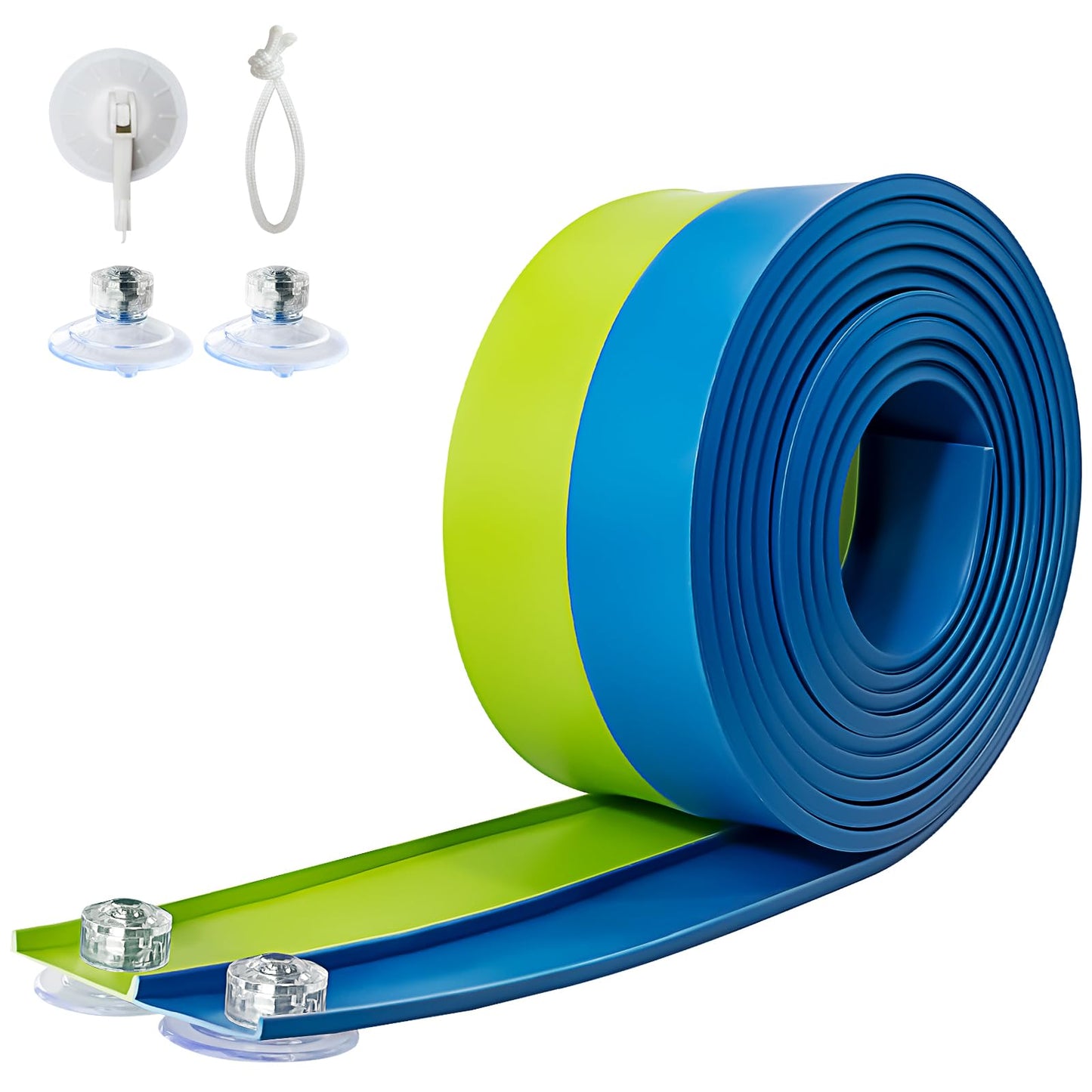 AQFR Flex Tracks 15 Ft Starter Set – Flexible Two-Lane Race Track with Suction Cups (Ages 3+), Green & Blue
