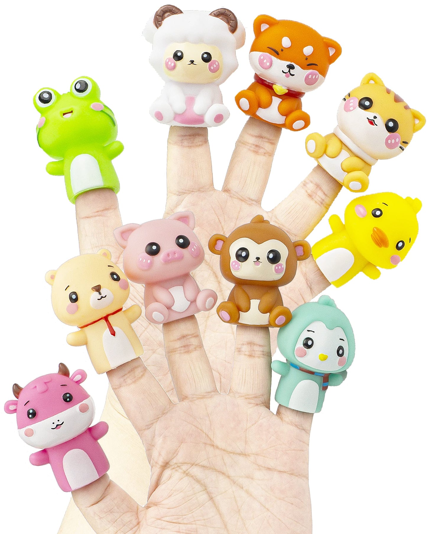 AQKILO Animal Finger Puppet Set – 10 Cute Puppets for Storytelling, Bath Time & Party Props