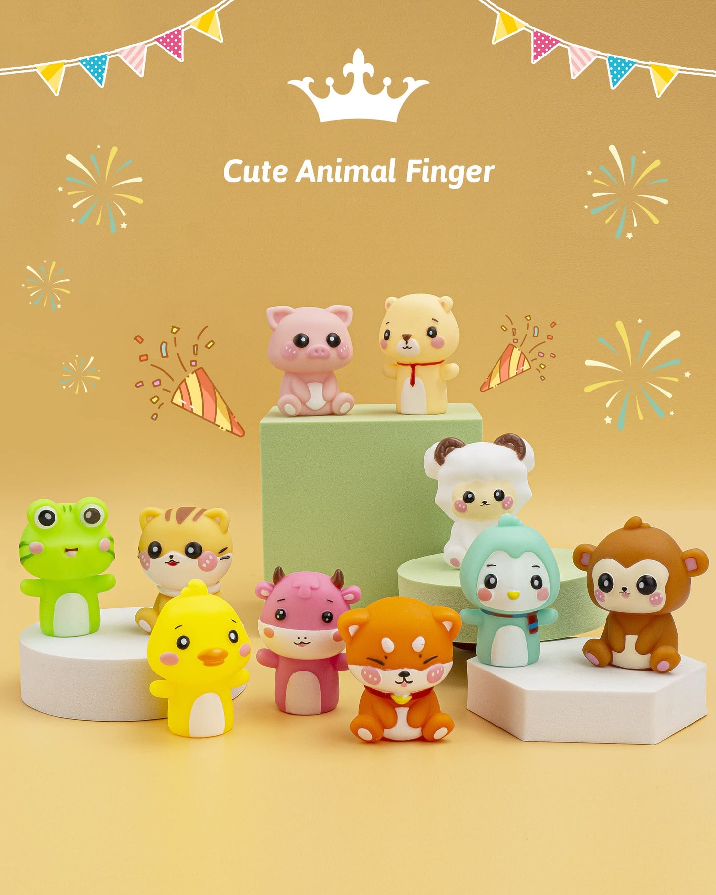 AQKILO Animal Finger Puppet Set – 10 Cute Puppets for Storytelling, Bath Time & Party Props