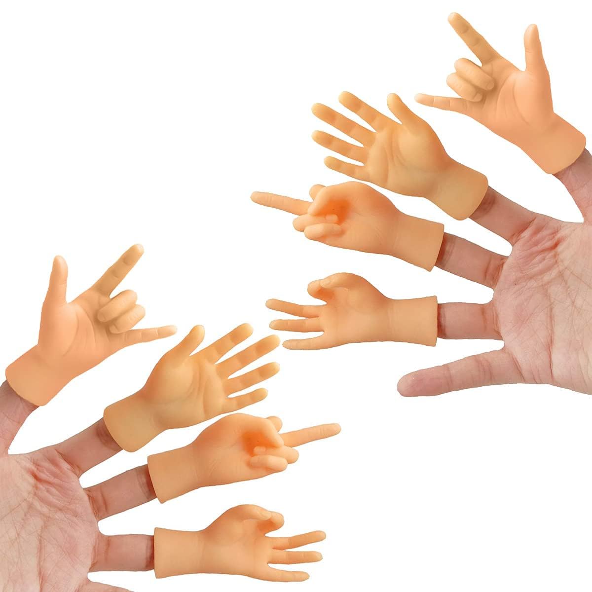 AQKILO Tiny Hands Mini Finger Puppets – 8-Piece Left & Right Hand Set
