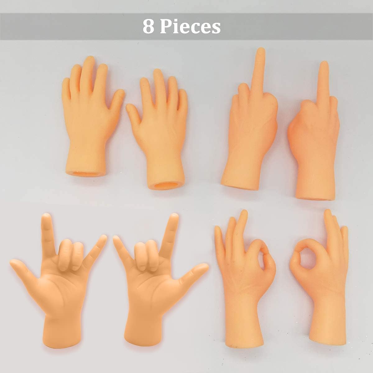 AQKILO Tiny Hands Mini Finger Puppets – 8-Piece Left & Right Hand Set