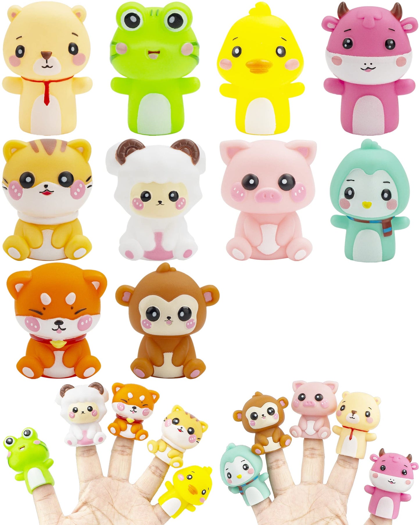 AQKILO Animal Finger Puppet Set – 10 Cute Puppets for Storytelling, Bath Time & Party Props