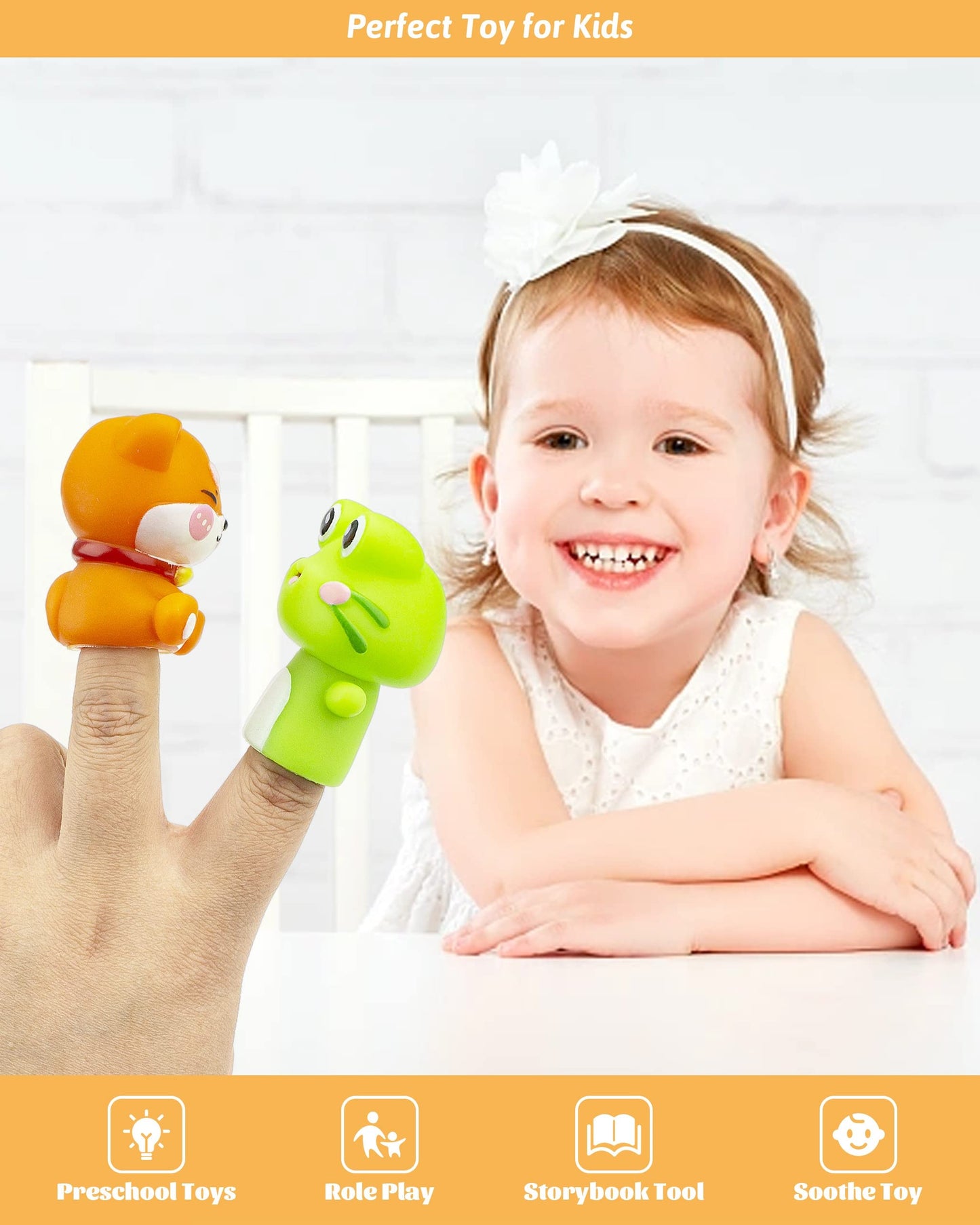 AQKILO Animal Finger Puppet Set – 10 Cute Puppets for Storytelling, Bath Time & Party Props
