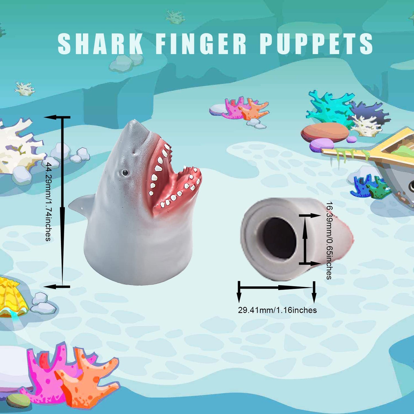 AQKILO Shark Finger Puppet Set – Ocean Animal Puppets, 5-Pack