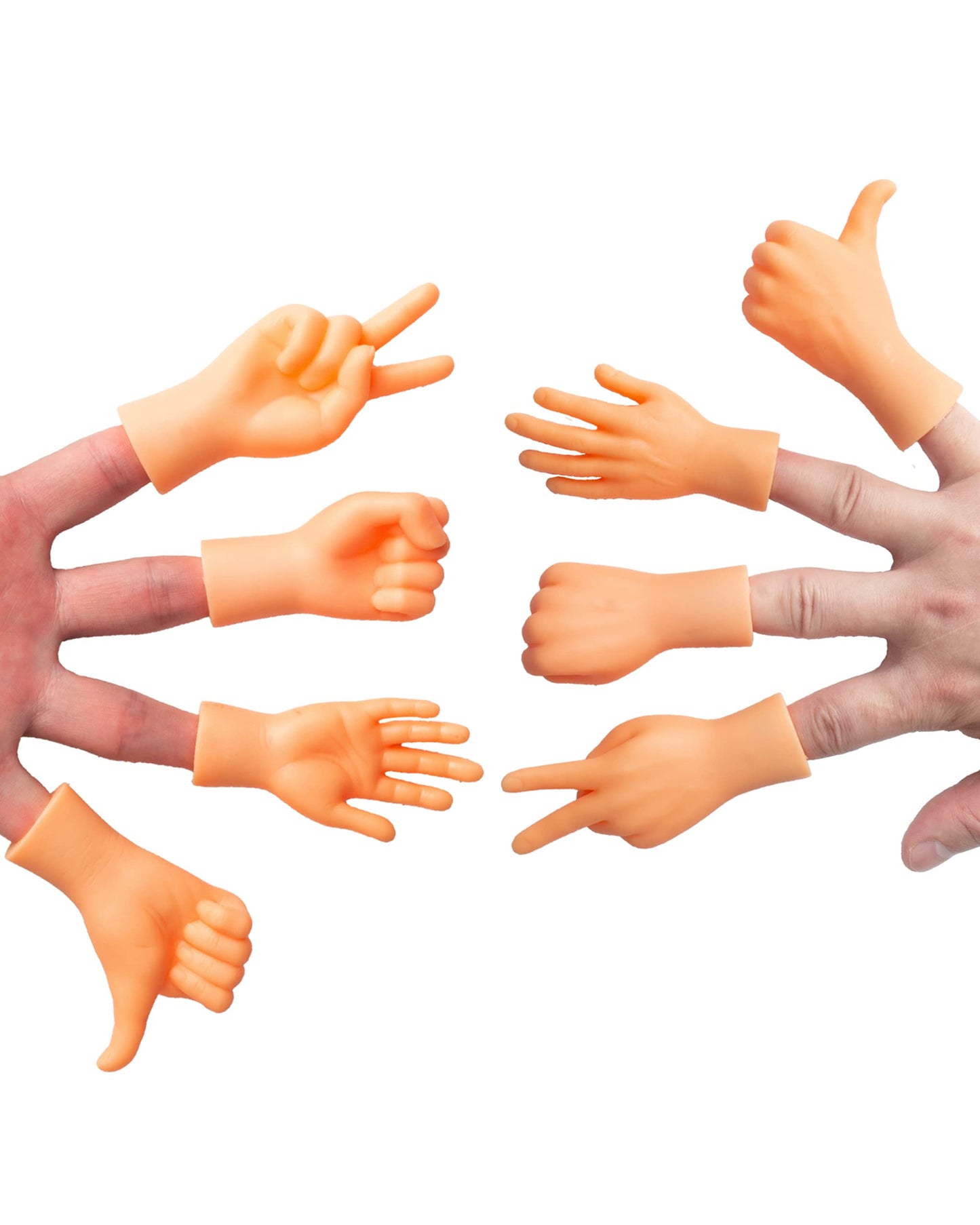 AQKILO Tiny Hands Rock Paper Scissors Finger Puppets – 8-Piece Left & Right Hand Set