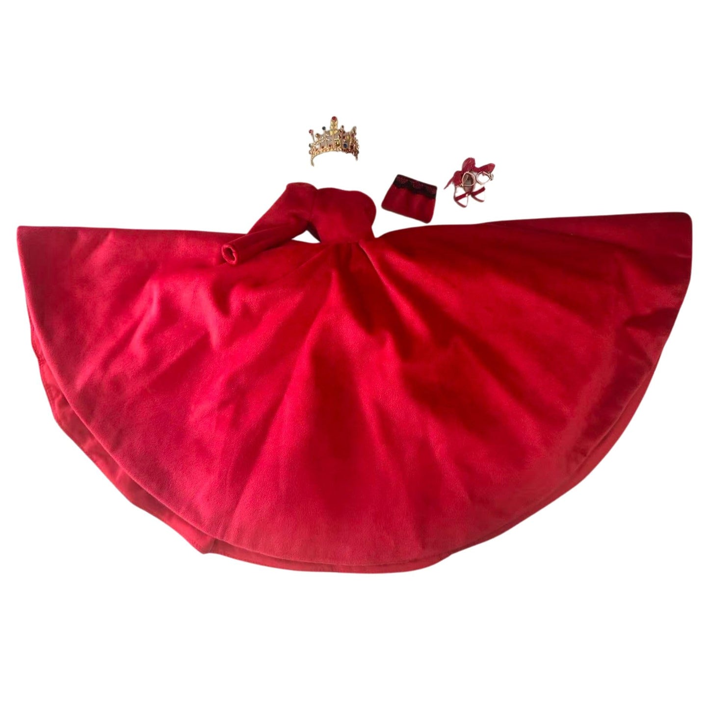 AQQeenmiu Queen's Dress Playline: Luxury Red Velvet Doll Evening Dress Set for 11.5-12 Inch Dolls
