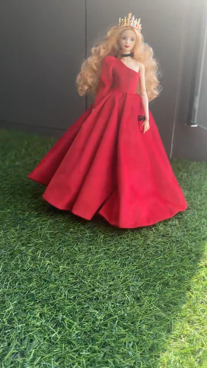 AQQeenmiu Queen's Dress Playline: Luxury Red Velvet Doll Evening Dress Set for 11.5-12 Inch Dolls