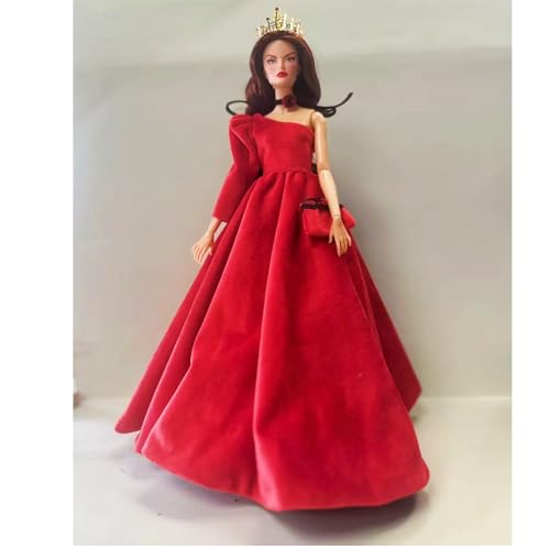 AQQeenmiu Queen's Dress Playline: Luxury Red Velvet Doll Evening Dress Set for 11.5-12 Inch Dolls