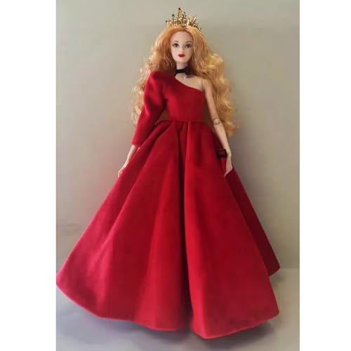 AQQeenmiu Queen's Dress Playline: Luxury Red Velvet Doll Evening Dress Set for 11.5-12 Inch Dolls