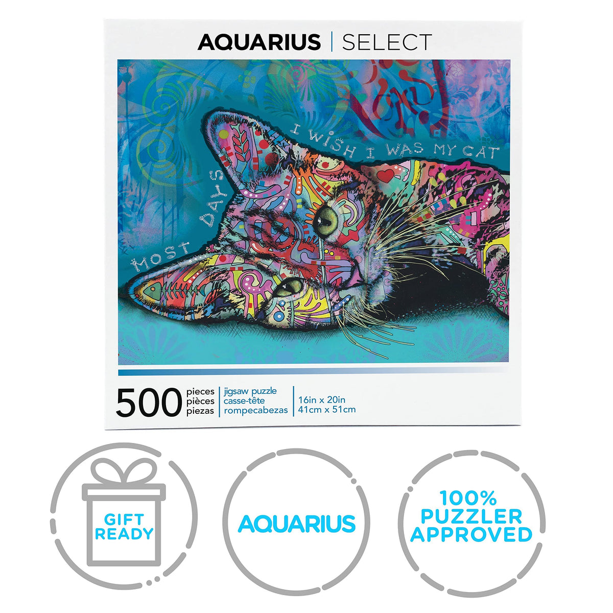 AQUARIUS Dean Russo Cat Puzzle – 500-Piece Jigsaw, Glare-Free, Precision Fit, 16x20 Inches
