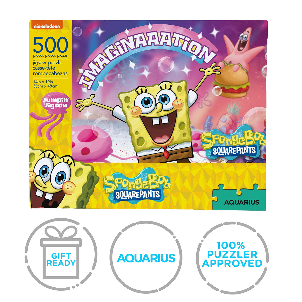 Aquarius Spongebob Squarepants Imagination Puzzle (500-Piece) – Official Licensed, Glare-Free, 14x19 in