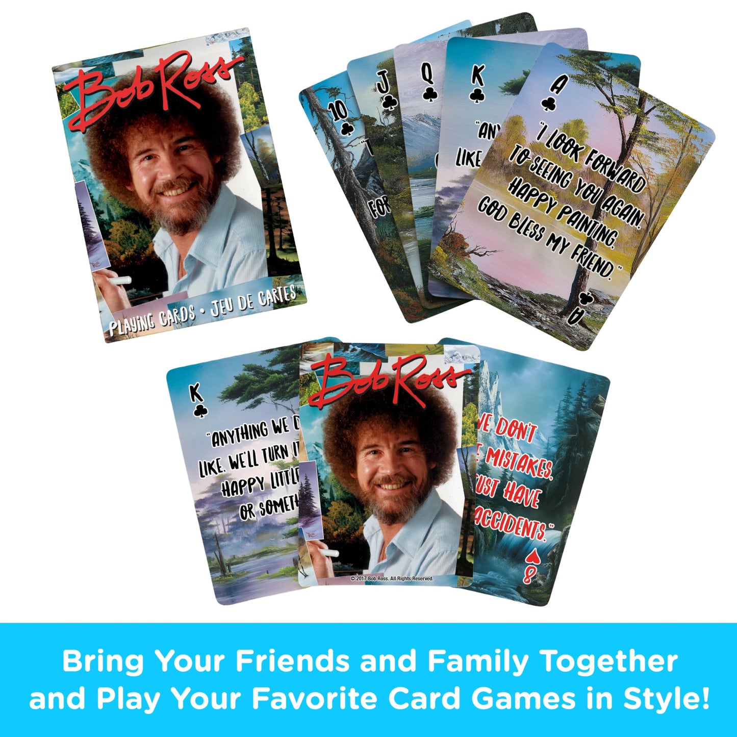 Aquarius Bob Ross Quotes Multi Image Playing Cards Deck – Multicolor, 2.5 x 3 in